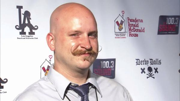 A participant of the second annual Los Angeles Beard and Mustache Competition is seen at the event at the Belasco Theater in downtown Los Angeles on Sunday, June 24, 2012.
