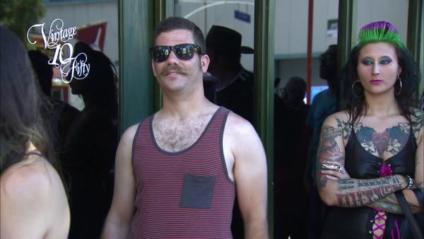 A participant of the second annual Los Angeles Beard and Mustache Competition is seen at the event at the Belasco Theater in downtown Los Angeles on Sunday, June 24, 2012.