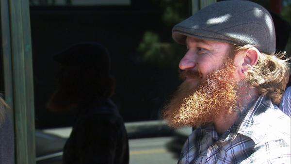 A participant of the second annual Los Angeles Beard and Mustache Competition is seen at the event at the Belasco Theater in downtown Los Angeles on Sunday, June 24, 2012.