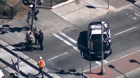 A person was struck and killed by a Metrolink train at the Brand Boulevard crossing in San Fernando Monday morning.