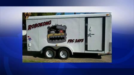 A trailer containing equipment, including robots, belonging to a group of science students in Rivierside is seen in this file photo. The trailer was stolen in late June 2012.