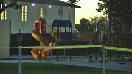 Robert Keller Park in Huntington Park is seen closed off after a swarm of bees attacked three visitors, who were sent to the hospital Saturday, June 1, 2012.