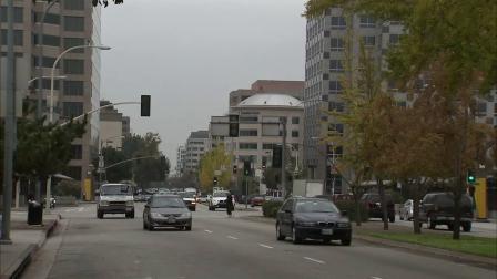 Cars are seen driving through an intersection in Pasadena in this undated photo.