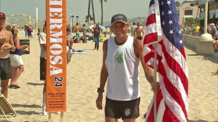 Runner Patrick Sweeney broke his own world record during the Hermosa 24 race in Hermosa Beach Sunday, July 1, 2012.