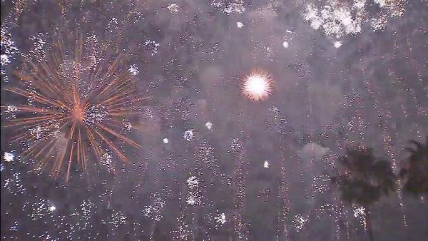 Fireworks are seen in the sky outside the Rose Bowl for Pasadena's annual Americafest on Wednesday, July 4, 2012.