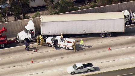 A jackknifed big rig caused major delays on the westbound 60 Freeway on Thursday, July 5, 2012.