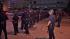 A line of LAPD officers is seen in downtown Los...
