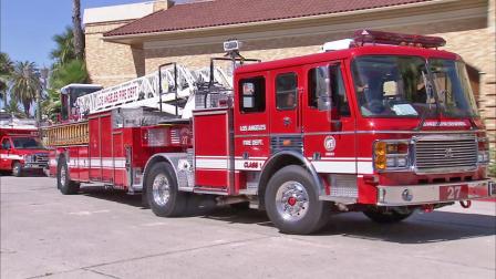 A Los Angeles Fire Department engine is shown in this undated file photo.