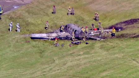 The remnants of a crashed plane in Long Beach are shown in this March 16, 2011 photo.