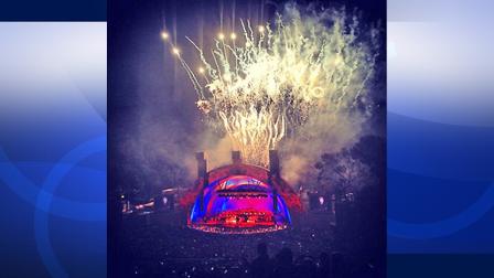Fireworks at the Hollywood Bowl are seen the night of Friday, Sept. 14, 2012. Photo taken by @ColjaAna on Twitter.