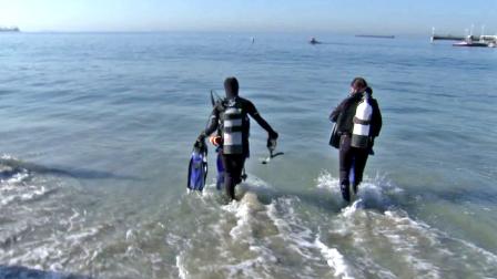 Divers are shown at a Long Beach coastal cleanup event to honor ABC7 photojournalist Artie Williams, who passed away in August while scuba diving off the coast of Catalina Island.