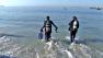 Divers are shown at a Long Beach coastal cleanup event to honor ABC7 photojournalist Artie Williams, who passed away in August while scuba diving off the coast of Catalina Island.