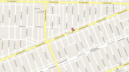 A map indicates the location where a 54-year-old man allegedly exposed himself to a teen girl near Keystone Street and Magnolia Boulevard in Burbank on Wednesday, Sept. 19, 2012.
