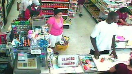 Surveillance camera footage shows a man suspected of snatching a young girls necklace off her neck in the Hollenbeck area on Monday, Sept. 24, 2012.