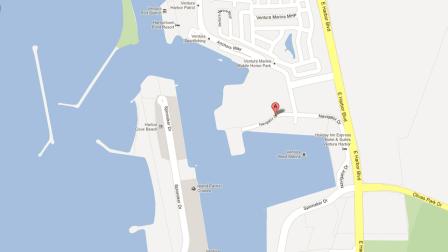 A map indicates the location where a 43-year-old man was rescued from the Ventura Harbor on Wednesday, Oct. 10, 2012.