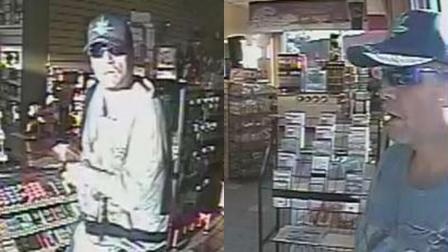 A manhunt is underway for a suspect who was caught on surveillance cameras during a gruesome gas station hold up in West Covina.