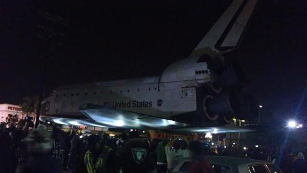 ABC7 viewer Rachel Perkins took this picture of space shuttle Endeavour as it moved through the streets of Westchester on Friday, Oct. 12, 2012.