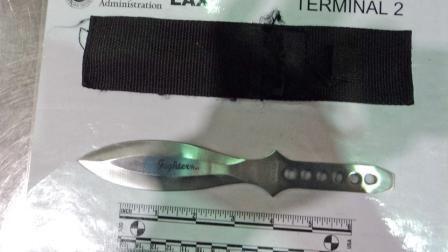 TSA agents confiscated a dagger with a 3.5 inch blade in a carry-on bag at Los Angeles International Airport Sunday, Oct. 14, 2012.