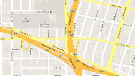 A map indicates where Miguel Angel Campos, 28, crashed a female victims car after carjacking, kidnapping, and sexually assaulting a woman in Whittier on Oct. 26, 2012.