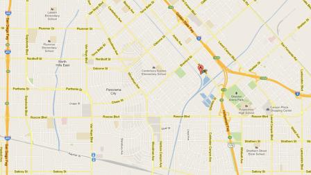 A map indicates the location of a house fire that injured five people in Sun Valley on Saturday, Nov. 10, 2012.