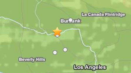 A USGS map shows where a magnitude-2.6 earthquake hit in North Hollywood on Monday, Nov. 19, 2012.