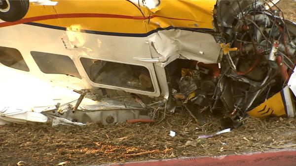 A small airplane with two occupants crashed on the California State University, Northridge, campus on Sunday, Nov. 25, 2012.