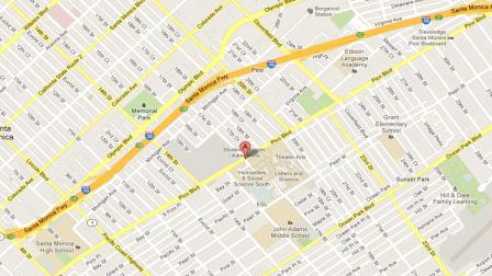 A map indicates the area near 20th Street and Pico Boulevard in Santa Monica where a man shot an unidentified woman several times Saturday, Dec. 8, 2012.