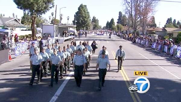 The Garfield High School JROTC is seen during the 28th annual Kingdom Day Parade in South Los Angeles on Saturday, Jan. 19, 2013.
