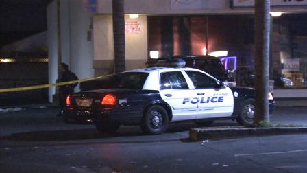 Homicide detectives were investigating the shooting of a person in the parking lot of Glorias Cocina Mexicana in Downey on Sunday, Jan. 20, 2013.