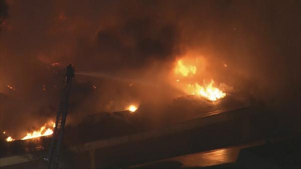A fire broke out at the cafeteria building on the campus of Mountain View High School in El Monte on Monday, Jan. 21, 2013.