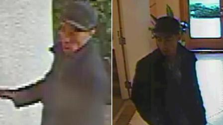A suspect is shown in surveillance photos. Authorities believe he is behind a rash of garage door remote thefts in the San Fernando Valley.