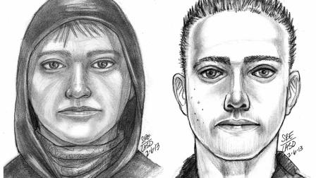 Police have released sketches of two of the men accused of robbing and killing a tourist from Hong Kong in West Covina on Friday, Feb. 1, 2013.