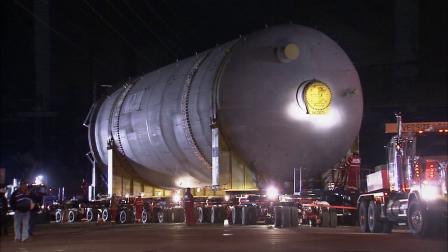 One of two massive Chevron coker drums makes its way from Redondo Beach to a refinery in El Segundo on Thursday, Feb. 21, 2013.