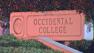 A sign for Occidental College in Eagle Rock is shown in this undated file photo.