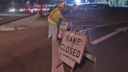 A ramp closure sign is shown in this undated file photo.
