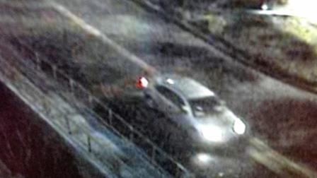 This surveillance still image shows the getaway car used in a burglary involving luxury handbags and accessories from a Neiman Marcus store in Woodland Hills on Thursday, March 7, 2013.