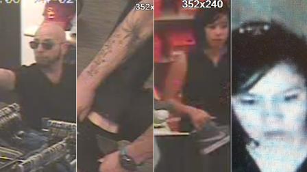 Police are searching for two suspects who stole from the JC Penney store at the West Covina Westfield Shopping Center on February 24, 2013. The male suspect allegedly beat a loss-prevention agent.