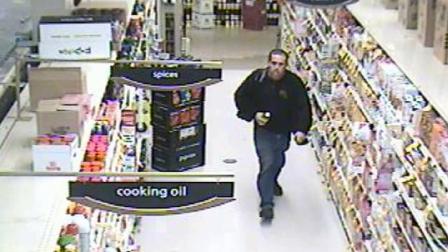 A sexual battery suspect is shown in a surveillance still image taken from a Pavilions market on the 9400 block of Olympic Boulevard in Beverly Hills.