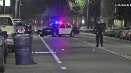 An investigation is under way in the 4500 block of Huntington Drive in El Sereno after two men were shot and wounded while standing in the front yard of a home during a party on Sunday, March 17, 2013.