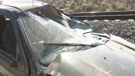 An SUV involved in a crash off the Sierra Highway in Acton is shown in this photo taken Sunday, March 24, 2013.