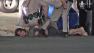 A police pursuit and foot chase ended with a suspect slammed to the pavement in San Pedro early Wednesday, April 4, 2013.