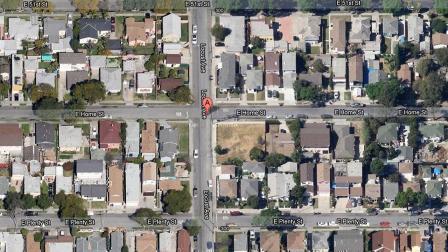 A map shows the 300 block of East Home Street in Long Beach, where one man was shot dead Sunday, April 7, 2013.