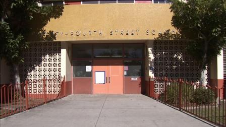 This undated file photo shows the exterior of 24th Street Elementary School in the West Adams area of Los Angeles.