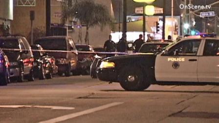 A police patrol vehicle is shown at the scene of a shooting in the 1600 block of Cherry Avenue in Long Beach on Tuesday, April 23, 2013.