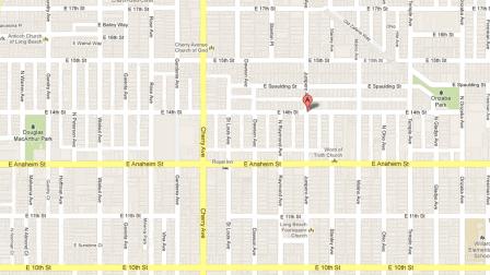 A map indicates the location where police found a man fatally shot in the 1400 block of Junipero Avenue in Long Beach on Sunday, April 28, 2013.