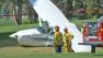 Los Angeles County Fire officials respond to a small plane that made an emergency landing at Westlake Village Golf Course on Monday, April 29, 2013.