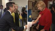Eric Garcetti, left, and Wendy Greuel, right, talk to Eyewitness News on Monday, May 20, 2013.