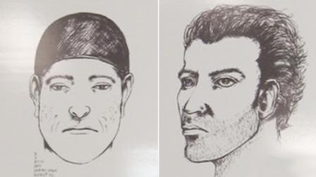 Composite sketches show two suspects wanted in a fatal stabbing on Feb. 16, 2013 at a party in Van Nuys.