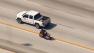 A high-speed chase of a motorcyclist ended when the suspect crashed in a freeway construction zone in Sun Valley Wednesday, June 5, 2013.