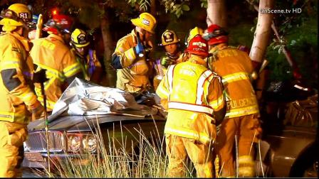 A man was killed and a female passenger was injured after their car struck a tree on Susan Street in Costa Mesa Sunday, June 16, 2013.